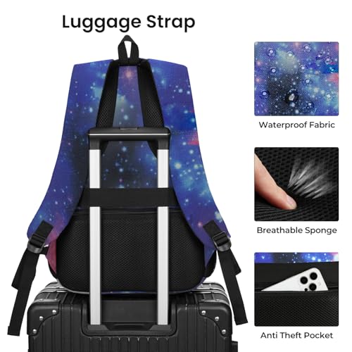 Image of YAMTION Laptop Backpack for Men, Black Backpack, School Backpack for Boys and Girls, Bookbag, Work Backpack (Starrysky, 15.6 inch)