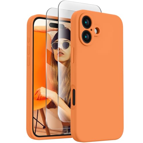 Image of FireNova Designed for iPhone 16 Case, Silicone Upgraded [Camera Protection] Phone Case, Soft Anti-Scratch Microfiber Lining Inside, 6.1 inch, Kumquat
