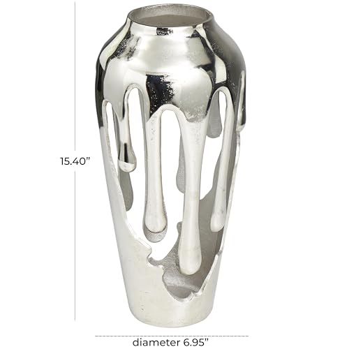 Image of Deco 79 Aluminum Metal Abstract Vase, Vase 7 inch x 7 inch x 15 inch, Silver