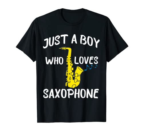 Just A Boy Who Loves Saxofón Sax Jazz Music Player Camiseta Camiseta