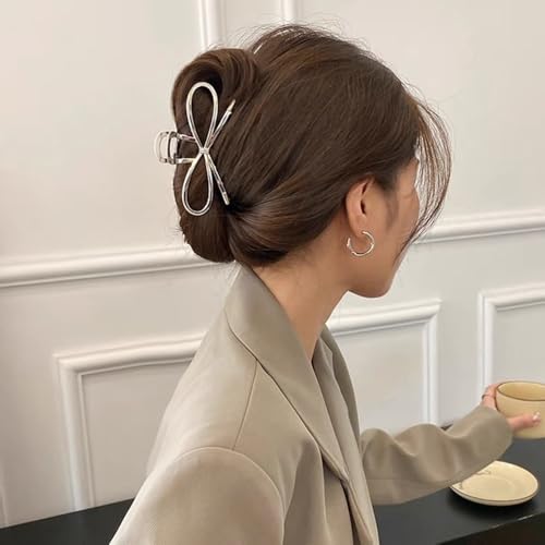 Pinza metálica grande plateada para cabello miniatura 5
