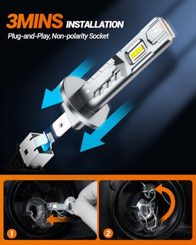Image of SEALIGHT H1 Fog Bulb, 30000LM High Power, 6500K Cool White with 14000RPM Cooling Fan, 1:1 Mini Size for H1 Fog Light, Plug - N - Play, Pack of 2