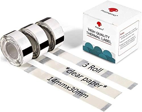 Phomemo Transparent Label, Three Rolls of self-Adhesive Thermal Label, 14 mm * 30 mm, Compatible with The PhomemoD30 Label Printer, 210 / roll, Three Rolls. (Transparent Label)
