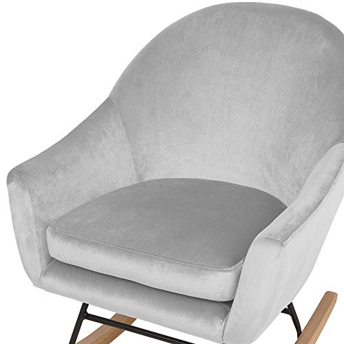 Beliani Modern Retro Rocking Chair Comfortable Padded Armchair Wooden Skates Grey Oxie - Image 7