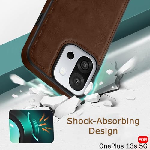 Image of TheGiftKart Genuine Leather Finish Back Cover Case for OnePlus 13s 5G | Shockproof Design | Raised Edges for Camera & Screen Protection | Stunning Minimalist Design Back Cover for OnePlus 13s (Brown)