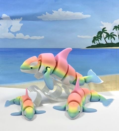 3pcs 3D Printed Orca, Articulated Orca Whale, Fun Home Decor, Executive Desk Decor, Killer Whale Fidget Toy for ADHD/Autism AO001-SET-RE