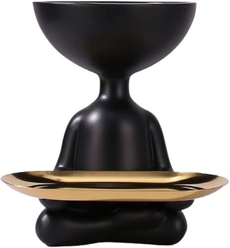 KAMWD Bandeja de joyería negra creatividad, escritorio de lujo, estatuas de decoración del hogar, cuenco para llaves para mesa de entrada,