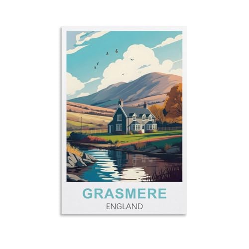 Grasmere Poster de voyage vintage Angleterre 20 x 30 cm
