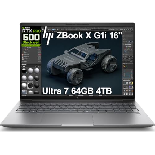 Image of HP ZBook X G1i Mobile Workstation AI Laptop (16 inch FHD+, Intel 16-Core Ultra 7 255H, NVIDIA RTX PRO 500 Blackwell 6GB, 64GB DDR5, 4TB SSD), IR webcam, 3-Yr WRT, Wi-Fi 7, Win 11 Pro (NextGen Zbook Power)