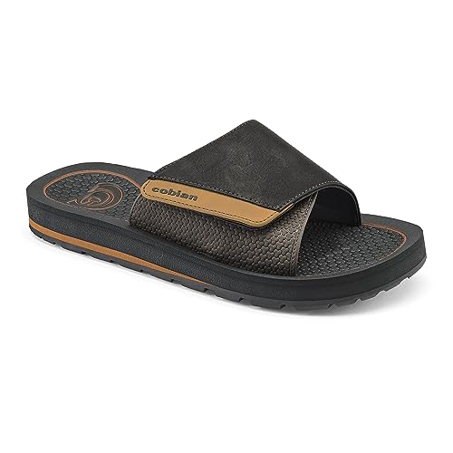 Cobian Men's DRT Slide Comfortable Leather Strap Slides Sandals