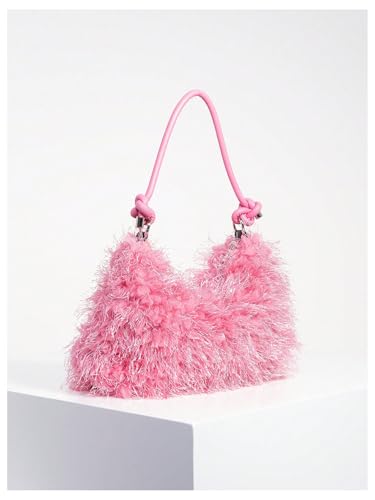 Verdusa Women's Fluffy Faux Fur Underarm Bags Fuzzy Shoulder Bag Plush Purse2