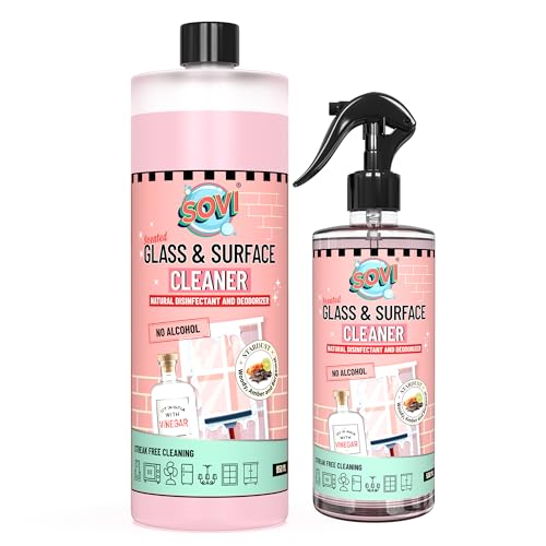 Image of SOVI Glass & Surface Cleaner - Stardust Fragrance | Alcohol-Free, Vinegar-Powered Formula for Streak-Free Shine | Removes Dust, Dirt | Safe for Windows, Mirrors & All Surfaces|500ml+950ml (Pack of 2)