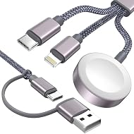 【3in2&最大3台同時充電】Amasukiマルチ アップルウォッチ充電器は、USB-C／Lightning／Apple Watch磁気充電の3種類の出力ポートを1本に統合したマルチ充電器です。さらに、入力端子はUSB-AとUSB-Cの両方に対応するハイブリッド設計。幅広い互換性を備えて、iWatch 11-1/iPhone 17-12/iPad（USB-C対応モデル）など、様々なデバイスを1本でカバーできます。そして、強力な給電能力により、最大3台のデバイスを同時に充電することができ、複数のケ...
