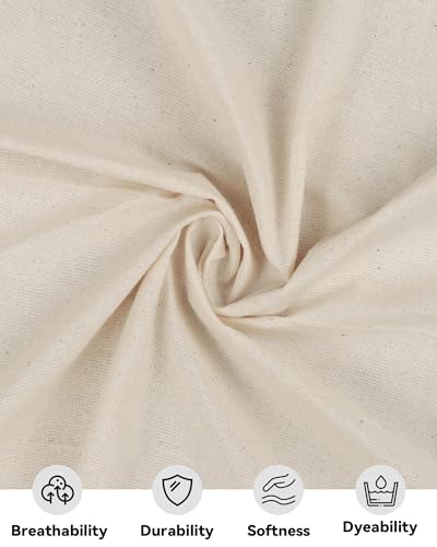 Hotgoden TMF-N-2Y Medium Weight 100% Cotton Muslin Fabric: 63 Inch X 2,5,10 Yards Unbleached Muslin Linen Fabric Material thumb #1
