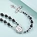 Handmade Catholic Black Beads Rosary Necklace Miraculous Medal & Cross, Religious Catholic Rosaries for Men