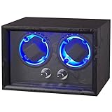 NENGKAFU Automatic Watch Winder for Rolex and Other Luxury Watches ，Double Watch Winder with Quiet Motor, Watch Winder with Led Light, Four Rotation Modes,Soft Elastic Watch Pillow，Best Gift (Black)