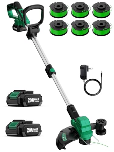 KIMO 12 Inch Cordless Weed Wacker Battery Operated w/ 2 x 2.0Ah Batteries, 2-in-1 String Trimmer...