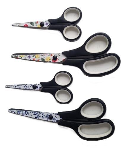 2 Floral Pattern Scissors Large and Small Office Craft Comfort Grip Sewing Gift