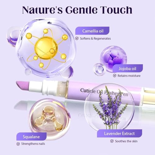 Image of 2-in-1 Cuticle Oil Pusher Pen, Ceramic Cuticle Pusher & Nail Oil Pen for Dry Damaged Nails, Gentle Cuticle Remover for Hangnails, Moisturizing Nail Care, Polish Prep & Nail Brightening