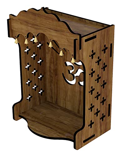 SSI Fully Handmade beautyfull Small Wooden Home and Office Temple/Pooja Mandir Pooja ghar (DRK Brown)
