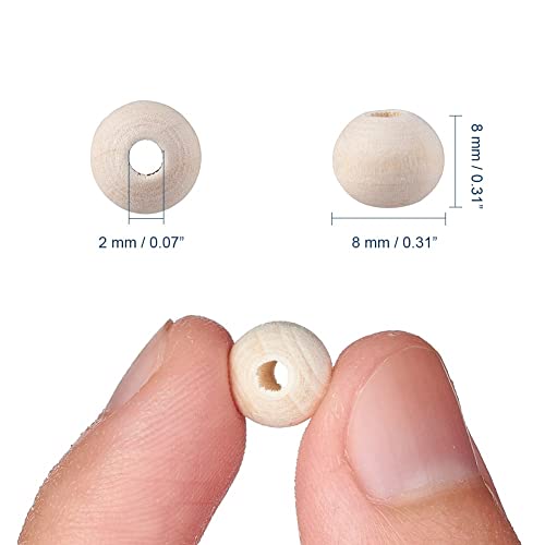 Wooden Beads 6/8/10/12/14/16/18/20 mm Natural Colour Colourless Wooden Balls for Threading Craft Wood with 2~4 mm Hole Spacer Beads (8 mm Pack of 300) - Image 4