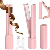 Tragbares Mini Glätteisen, Bewegen USB Klein Haarglätter Rose, Dual Use Reise Glätteisen Locken und Glätten, Reiseglätteisen 3D Keramikplatte 180° Konstante Temp für Kurzes und Feines Haar