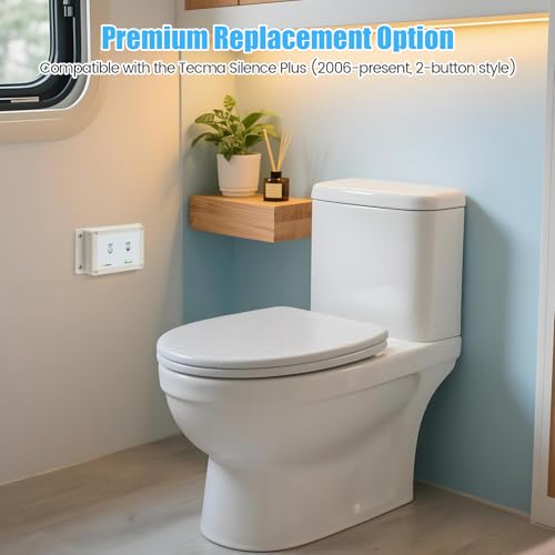 Image of 36387 RV Toilet Switch Panel, Wall Switch with Dual Flush Mode, Auto-Clean, LED Water Indicator, Compatible with Double Button Style Tecma Silence Plus 2006-Present for RV & Marine