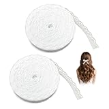 2 Rotoli Nastro di Pizzo Bianco 30 Yards,Fai da Te Nastro Vintage Tessuto,HMCEY Nastros De...