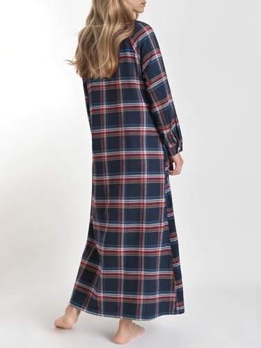 Women's Petite Flannel Nightgown Long Sleeve Pajama Dress2