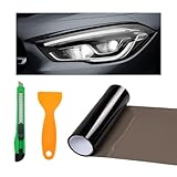 povtii Tint Vinyl Film Sticker Sheet Roll for Car Headlight, 12×48 Inch Auto Taillight Vinyl Wrap Film, Self Adhesive Fog Light Vinyl Film with Squeeze & Cutter, Car Accessories (Light Black)