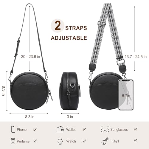 Image of COOLCY Leather Crossbody Bags,Circle Purse Shoulder Bag, Fashion Round Handbag for Travel,Valentine's Gift for Women
