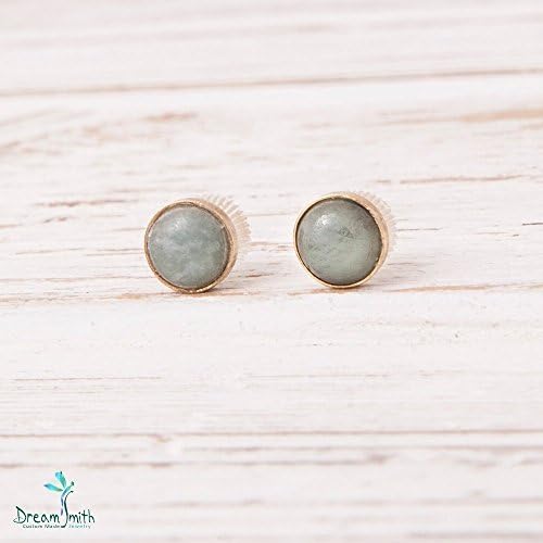 14K Gold Stud Earrings with Aquamarines