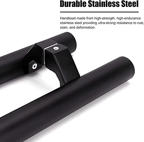 Poignée de porte double face noire push-pull en acier inox
