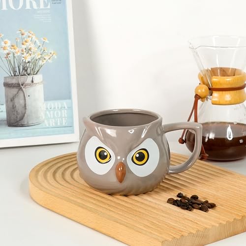 Taza de cerámica con búho 3D 14 oz miniatura 4