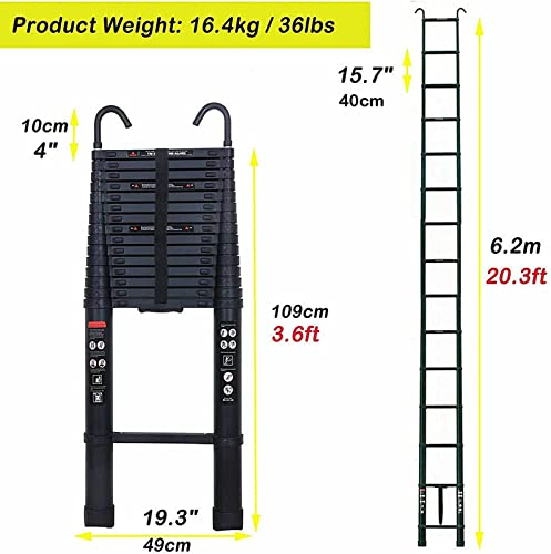 6.2m Aluminium Extension Ladder Multi Purpose Ladder with Hook Folding Step Ladder Telescopic Max Capacity 150kg/330lbs 2 6.2m Aluminium Extension Ladder Multi Purpose Ladder with Hook Folding Step Ladder Telescopic Max Capacity 150kg/330lbs - Image 2