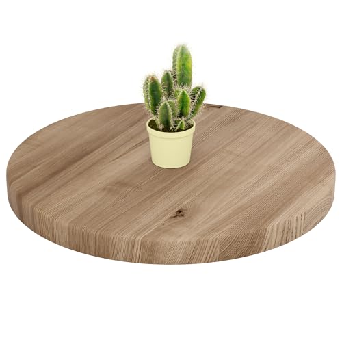 LAMO Manufaktur Tablero para Mesa Redonda 50 cm de Madera | Tablero para Mesa de salón, de café, mesilla de Noche | Grosor: 40 mm | Color: Nogal