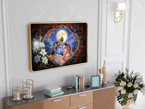 Image of Indianara Radha Krishna Painting With Golden Frame, 18 x 12 Inches (Style 6)