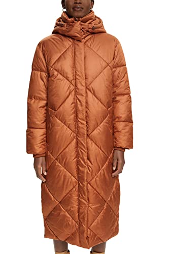 ESPRIT Collection Langer Steppmantel mit Rautenmuster, Braun, XL