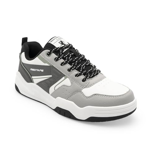 Image of Red Tape Men's Sneakers Beige Green Pu Round Toe Lace-Up Responsive Sole