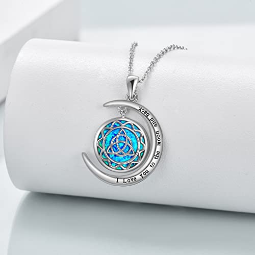 YFN Sun and Moon Necklaces for Women Sterling Silver I Love You to the Moon and Back Opal Celtic Necklace for Women 18" - Image 3