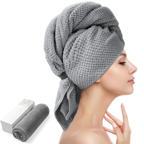 YFONG Large Hair Towel Wrap Dark Gray