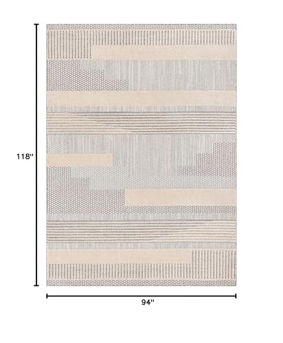 Tapete moderno tribal geométrico beige 7'10" x 9'10" miniatura 2