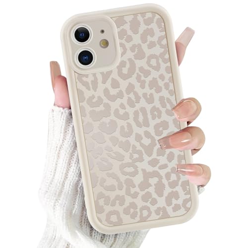 ZhuoFan Cover per iPhone 12 6,1”, Aesthetic Leopardata Motivo Custodia Bianco Opaca Ultra Morbida Sottile Leggera Silicone Antiurto AntiGraffio TPU Bumper Protettiva Case, 07