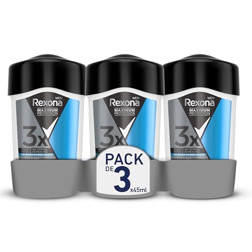 Rexona Maximum Protection Clean Scent - Desodorante en crema Antitranspirante para hombre, 45ml (Paquete de 3)