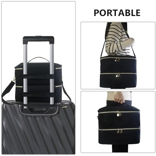 Estuche organizador de esmalte de uñas de doble capa para 40 botellas y lámpara 2