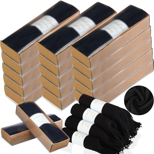 Cutecrop 18 Pack Scarf Pashmina Shawls and Wraps for Wedding Bridesmaid Party Favors Gifts Guests Bulk with Thank You Box