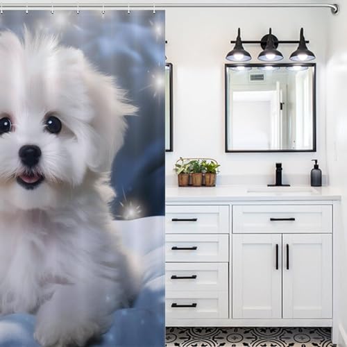 Rideau de douche Bichon frisé en textile imperméable durable de 152x183cm - 5