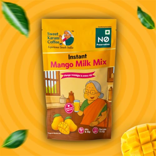Image of Sweet Karam Coffee Instant Mango Milk Mix - 250g Pouch | Refreshing Mango Milkshake Powder | Tasty Summer Drink Mix with No Preservatives & Artificial Colors