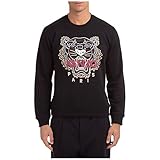  Kenzo Tiger - Felpa da uomo, motivo: tigre blu, ricamata, 100% cotone, taglia aderente, taglia 36, colore: Nero