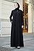 istanbul styles Women's Abaya Lace Applique Long Sleeve Floor Length Zipper Floor Length Turkey Islamic Fashion (Black, X-Large)